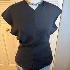 Knit Massimo Dutti Black V-Neck Blouse